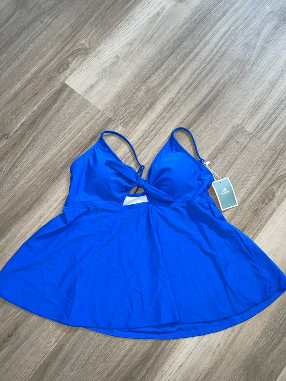 Bright Blue One-Piece Swim with Front Tie Detail